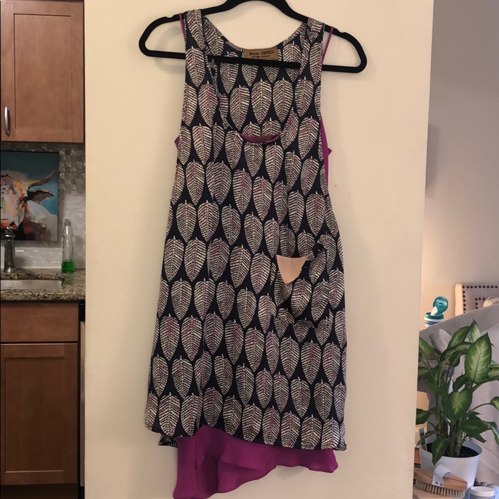 Karen Zambos dress that is a slip and cover.